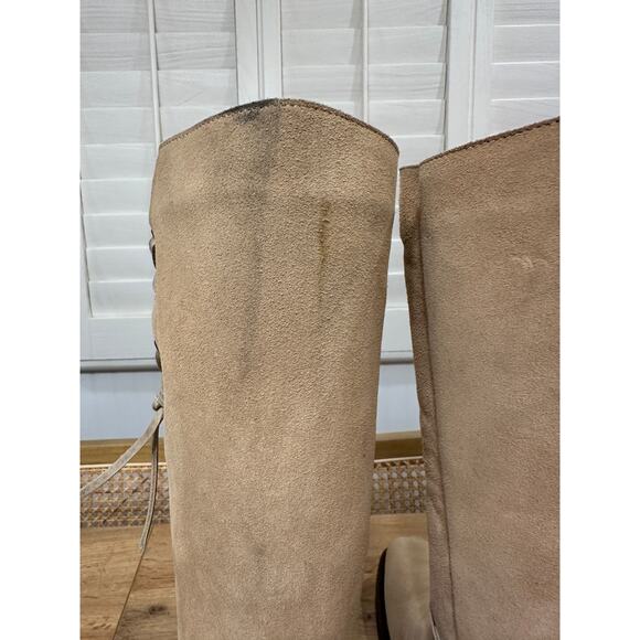 Dingo Women's Bronco Suede Leather Boot Harness Natural Cream Sz 11 New w/ Flaws - Picture 11 of 16